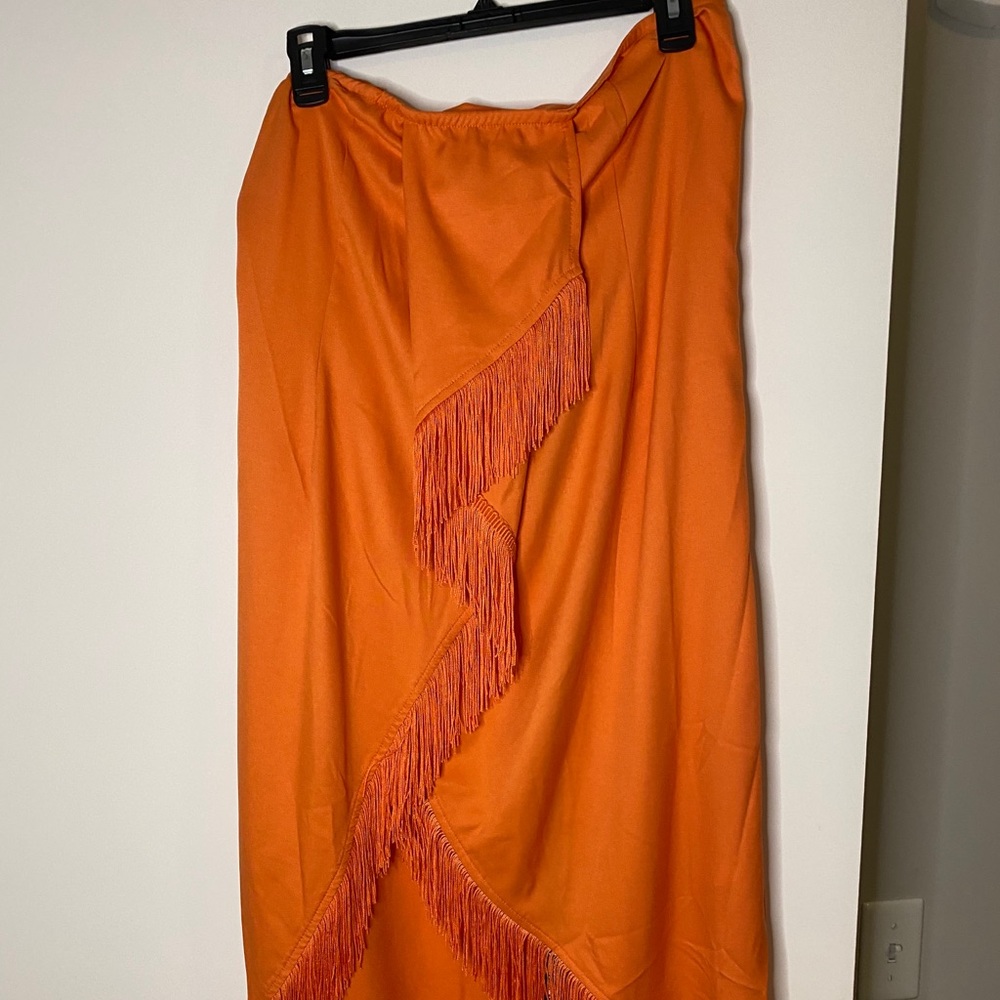 Prettylittlething strapless fringe dress